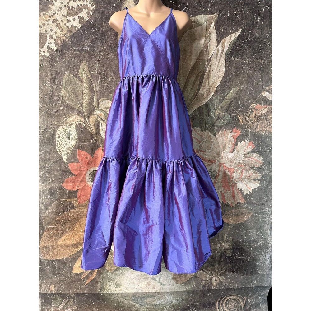 New Anthropologie Bloni Tiered Shine Dress Size Xxs - Picture 7 of 10